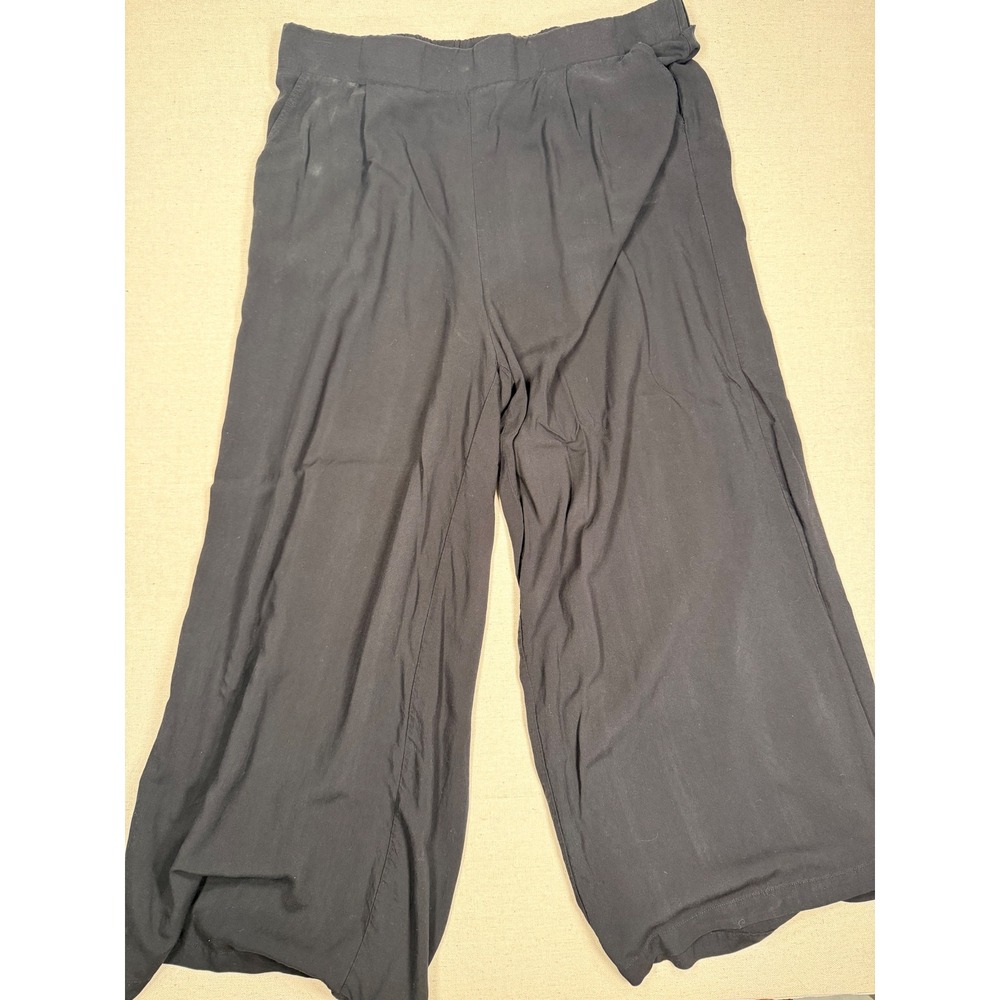 Torrid Black Wide Leg Crop Pants Viscose Lyocell Elastic Waist Plus Size 2X
